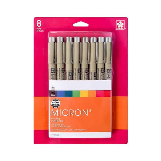 Pigma® Micron™ 01 8 Color Rainbow Fine Line Pen Set